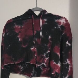 Women's Tie-Dye Hooded Sweater - Black and Red